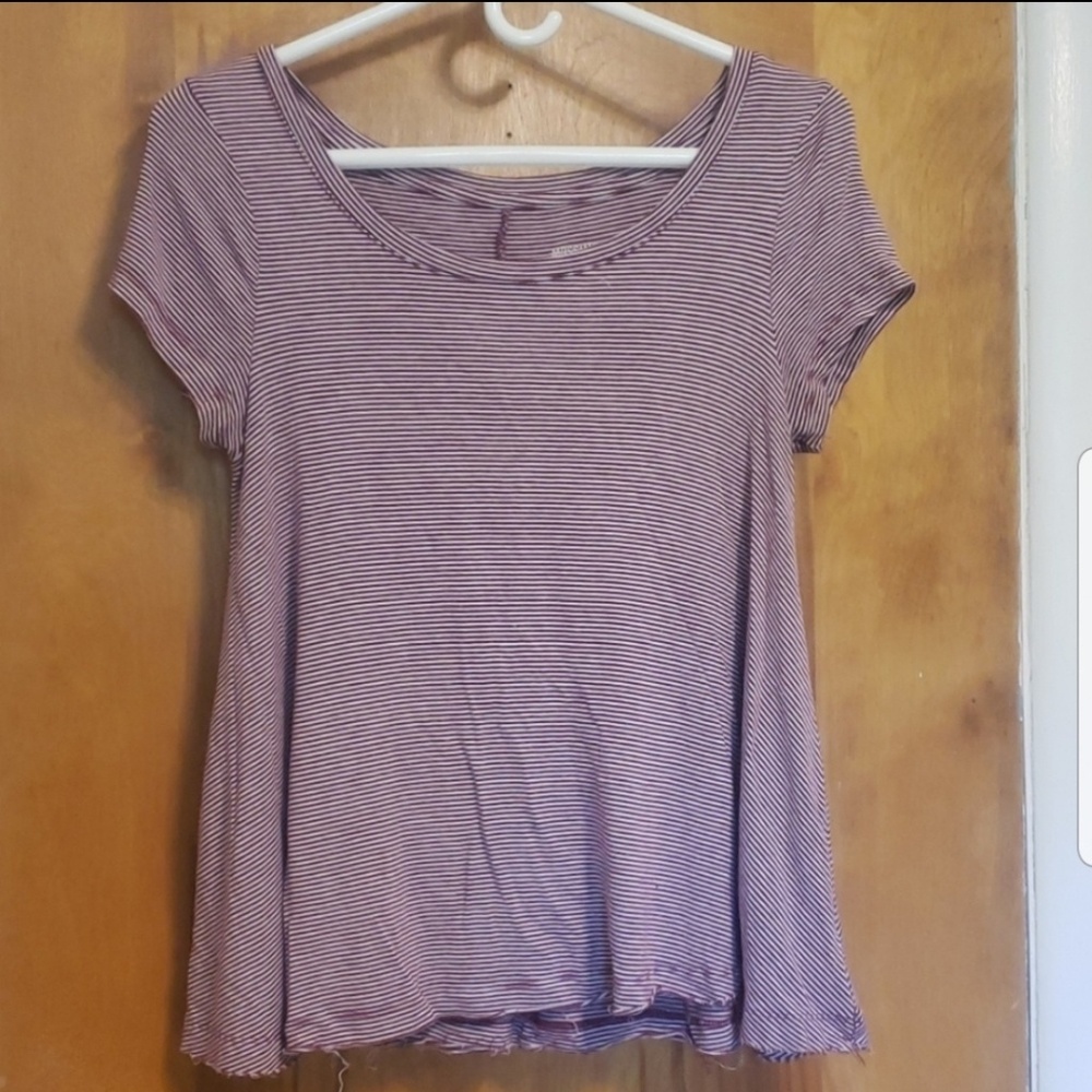 Mossimo Red White Striped Short Sleeve Swing Tee